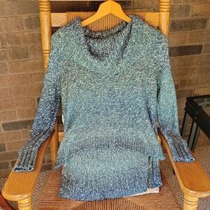 American Eagle Outfitters, hi/low, cowl neck, sweater, blue/green/gray, size S